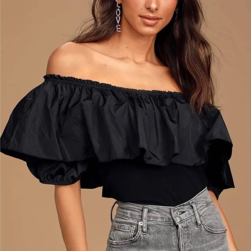 Free People Black Poof Goes My Heart Bodysuit - New With Tag - Reemoly